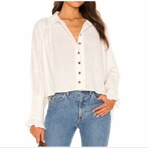 Free People Kiss Kiss Blouse in Ivory Size Medium